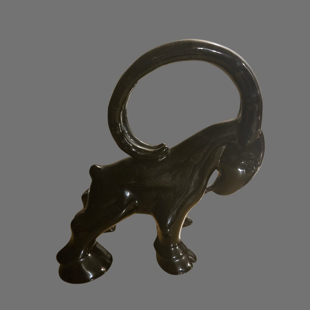 Vtg Royal Haeger Mid Century Modern Black Gloss Ceramic Ibex Ram bookend MCM set - Picture 5 of 11
